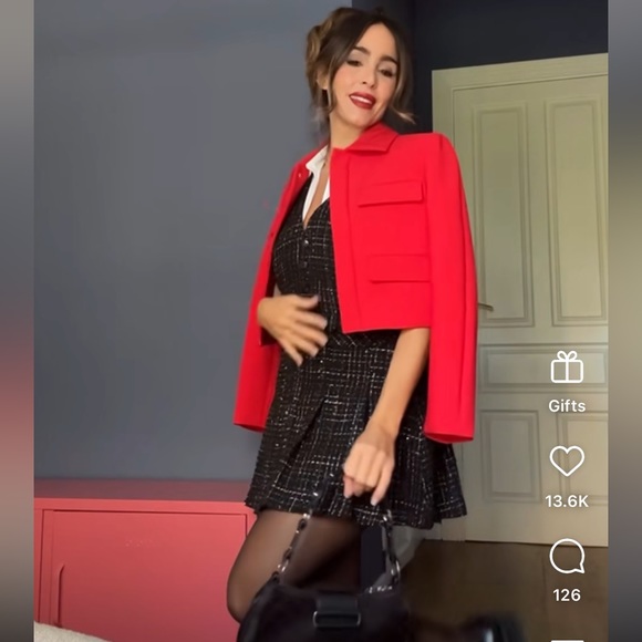 ZARA CONTRASTING STRUCTURED PINAFORE PLAID DRESS - Picture 3 of 8